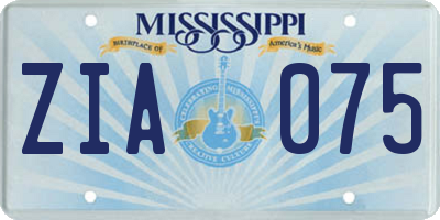 MS license plate ZIA075