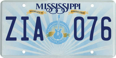 MS license plate ZIA076