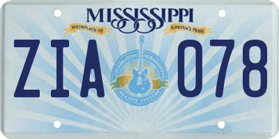 MS license plate ZIA078