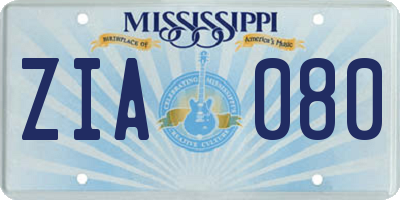 MS license plate ZIA080