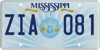 MS license plate ZIA081