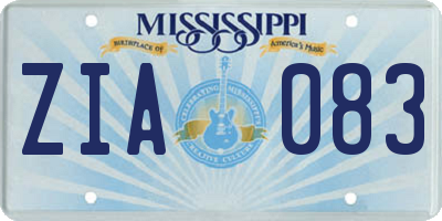 MS license plate ZIA083