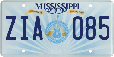 MS license plate ZIA085