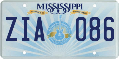 MS license plate ZIA086