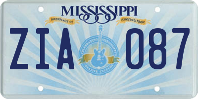 MS license plate ZIA087