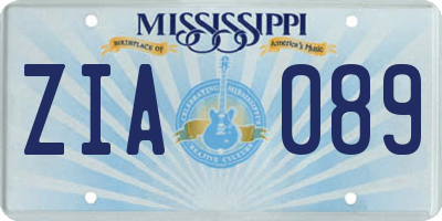 MS license plate ZIA089