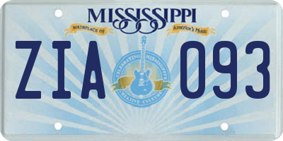 MS license plate ZIA093
