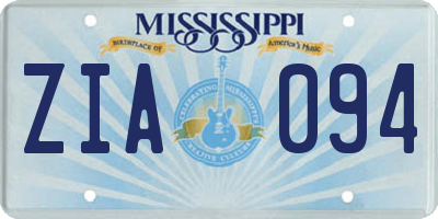 MS license plate ZIA094