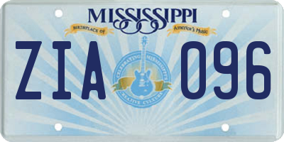 MS license plate ZIA096