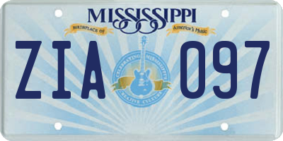 MS license plate ZIA097