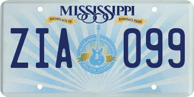 MS license plate ZIA099