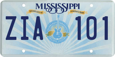 MS license plate ZIA101