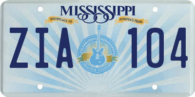 MS license plate ZIA104