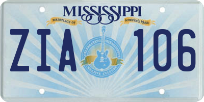MS license plate ZIA106