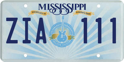 MS license plate ZIA111
