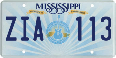 MS license plate ZIA113
