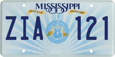 MS license plate ZIA121