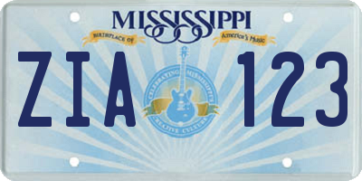 MS license plate ZIA123