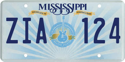 MS license plate ZIA124