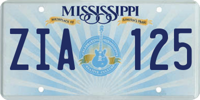 MS license plate ZIA125