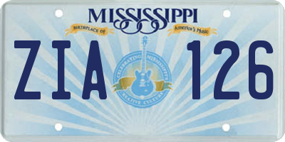 MS license plate ZIA126