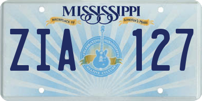 MS license plate ZIA127
