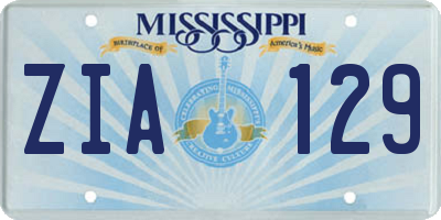 MS license plate ZIA129
