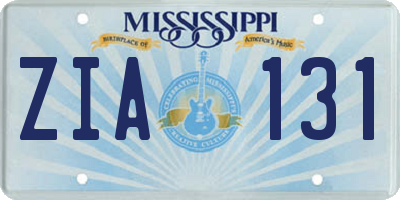 MS license plate ZIA131