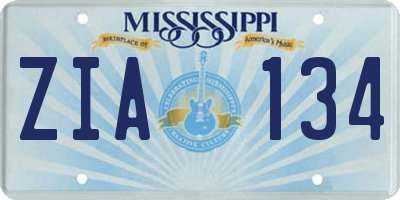 MS license plate ZIA134