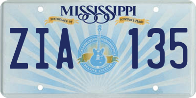 MS license plate ZIA135