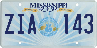MS license plate ZIA143