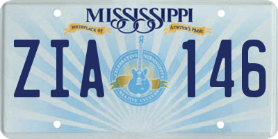 MS license plate ZIA146