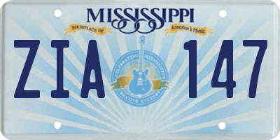 MS license plate ZIA147