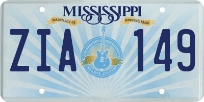 MS license plate ZIA149
