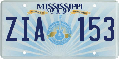 MS license plate ZIA153
