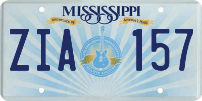 MS license plate ZIA157