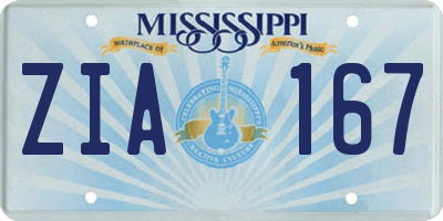 MS license plate ZIA167