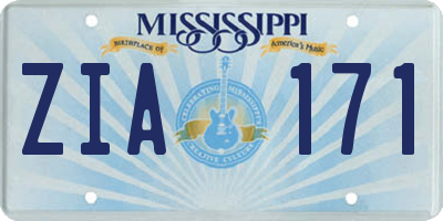 MS license plate ZIA171