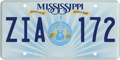 MS license plate ZIA172