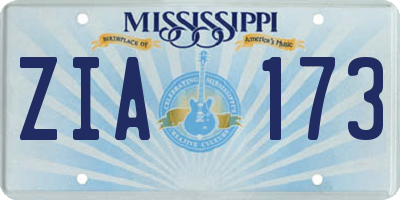 MS license plate ZIA173