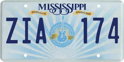MS license plate ZIA174