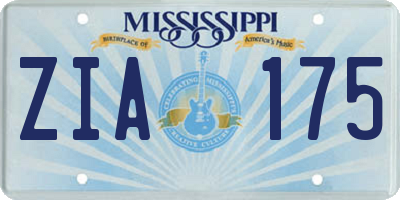 MS license plate ZIA175