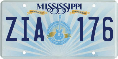 MS license plate ZIA176