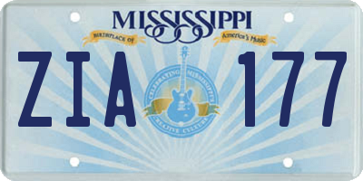 MS license plate ZIA177