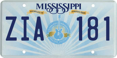 MS license plate ZIA181