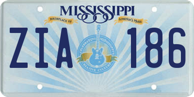 MS license plate ZIA186