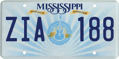MS license plate ZIA188