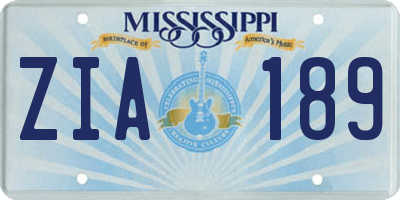MS license plate ZIA189