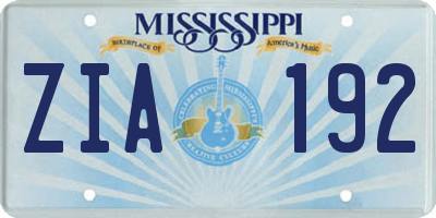 MS license plate ZIA192