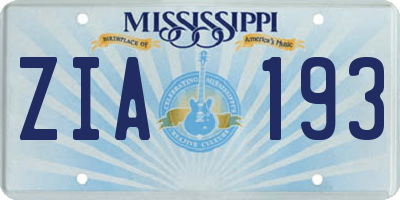 MS license plate ZIA193